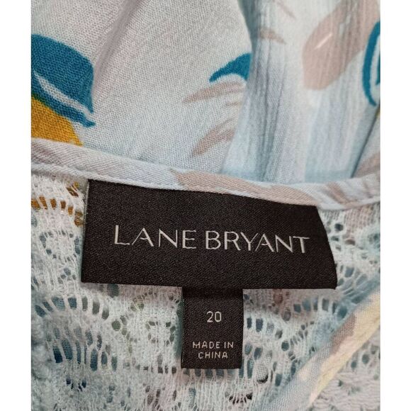 Lane Bryant Shirt Ladies‎ 20 Blue Floral Sleeveless Lace Flowy - Picture 6 of 8